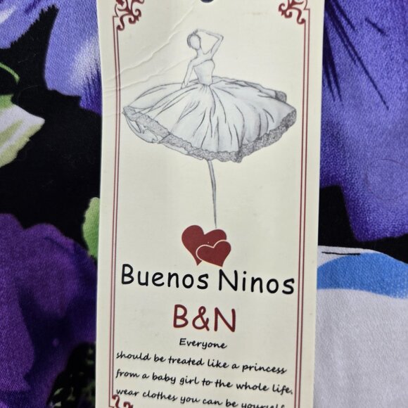 Buenos Ninos B&N Purple Floral Midi Dress Size XL - Picture 10 of 11